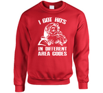 I Got Ho's In Different Area Codes Funny Santa Clause Christmas Holiday Crewneck Sweatshirt