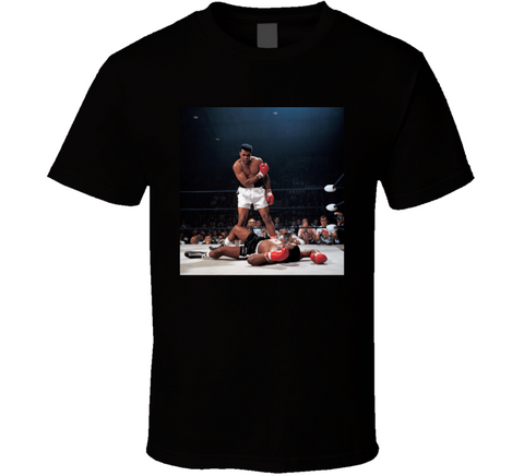 Muhammad Ali Standing Over Sonny Liston Retro Boxing Fan T Shirt