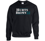 Hurts Brown 22 Jalen Hurts Aj Brown Philadelphia Football Fan Crewneck Sweatshirt Crewneck Sweatshirt