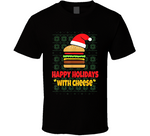 Happy Holidays With Cheese Funny Cheeseburger Christmas T Shirt