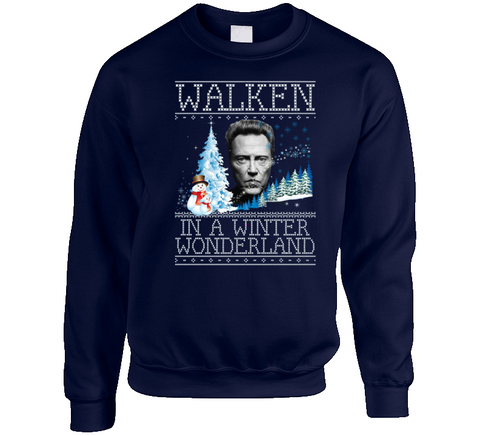Christopher Walken In A Winter Wonderland Funny Ugly Christmas Crewneck Sweatshirt