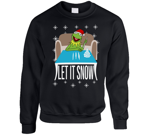 Kermit Cocaine Let It Snow Funny Christmas Blow Meme Crewneck Sweatshirt