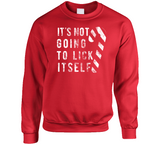 Its Not Going To Lick Itself Funny Christmas Candy Cane Holiday Crewneck Sweatshirt