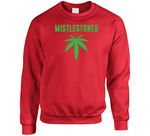 Mistlestoned Funny Mistletoe Christmas Weed Stoner Humor Crewneck Sweatshirt