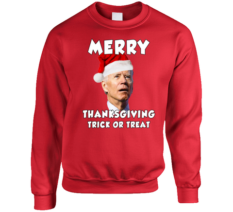 Merry Thanksgiving Trick Or Treat Confused Joe Biden Christmas Crewneck Sweatshirt Crewneck Sweatshirt