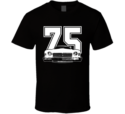 1975 Monte Carlo Front View Silhouette Classic Muscle Car Enthusiast T Shirt