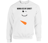 Wanna Kiss My Carrot Funny Snowman Christmas Holiday Crewneck Sweatshirt