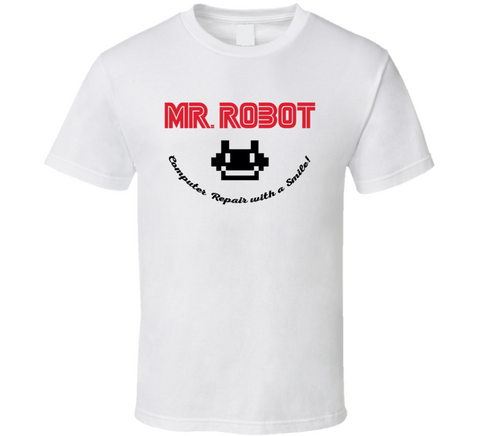 Mr. Robot Computer Repair With A Smile Fan T Shirt