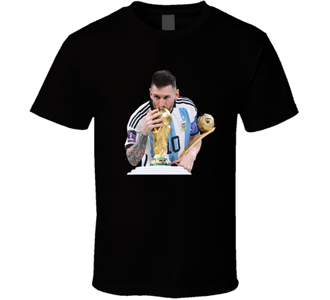 Lionel Messi Kissing World Cup Argentina Futbol Fan T Shirt