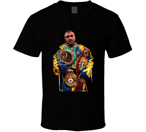 Vasyl Lomachenko Holding Belts Boxing Fan T Shirt