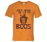 Just Here For The Boos Skeleton With Beer Halloween T Shirt