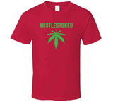 Mistlestoned Funny Mistletoe Christmas Weed Stoner Humor Crewneck Sweatshirt