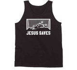 Jesus Saves Funny Soccer Goalkeeper T Shirt