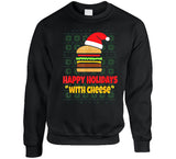 Happy Holidays With Cheese Funny Cheeseburger Christmas T Shirt