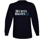 Hurts Brown 22 Jalen Hurts Aj Brown Philadelphia Football Fan Crewneck Sweatshirt Crewneck Sweatshirt