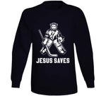 Jesus Saves Funny Hockey Goalie T Shirt