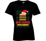 Happy Holidays With Cheese Funny Cheeseburger Christmas T Shirt