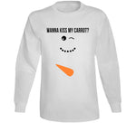 Wanna Kiss My Carrot Funny Snowman Christmas Holiday Crewneck Sweatshirt