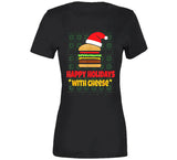 Happy Holidays With Cheese Funny Cheeseburger Christmas T Shirt