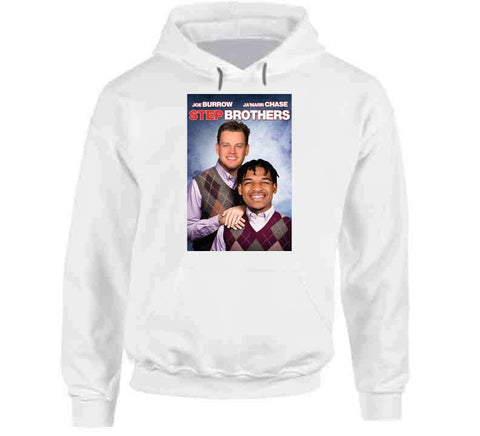 Tshirtgang Joe Burrow Ja'Marr Chase Step Brothers Parody Cincinnati Football Fan T Shirt Long Sleeve / Black / Medium