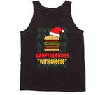 Happy Holidays With Cheese Funny Cheeseburger Christmas T Shirt