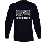 Jesus Saves Funny Soccer Goalkeeper T Shirt