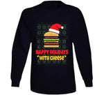 Happy Holidays With Cheese Funny Cheeseburger Christmas T Shirt