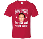 He Sees You When Youre Sleeping He Knows When Youre Awake Funny Nicholas Cage Ugly Christmas Sweater Crewneck Sweatshirt