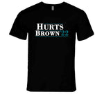 Hurts Brown 22 Jalen Hurts Aj Brown Philadelphia Football Fan Crewneck Sweatshirt Crewneck Sweatshirt