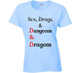 Sex Drugs And Dungeons And Dragons Knocked Up Inspired T Shirt