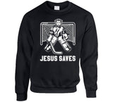 Jesus Saves Funny Hockey Goalie Meme T Shirt