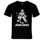 Jesus Saves Funny Hockey Goalie T Shirt