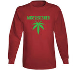 Mistlestoned Funny Mistletoe Christmas Weed Stoner Humor Crewneck Sweatshirt