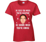 He Sees You When Youre Sleeping He Knows When Youre Awake Funny Nicholas Cage Ugly Christmas Sweater Crewneck Sweatshirt